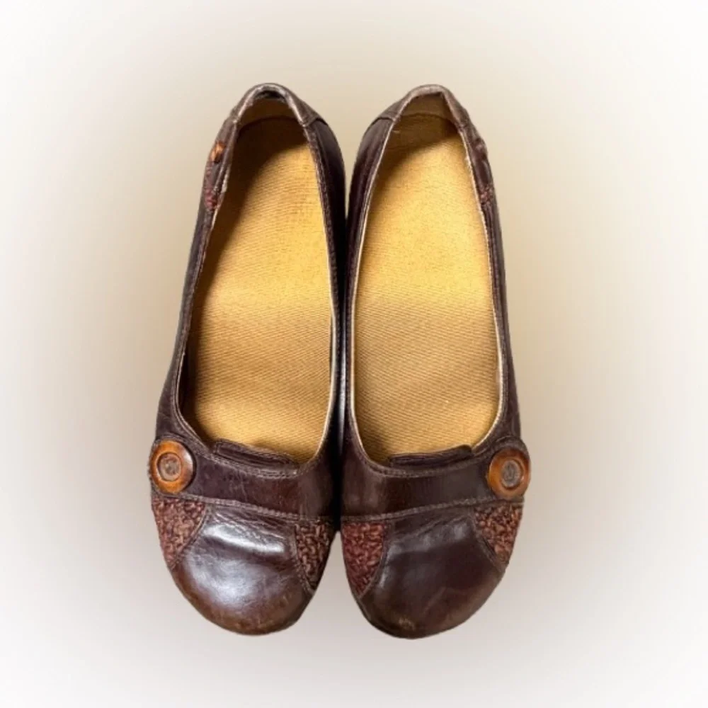 Dansko Pam leather slip-on loafers Wedge Heel Tweed Accents Size 39 US 8/8.5 - Picture 2 of 6